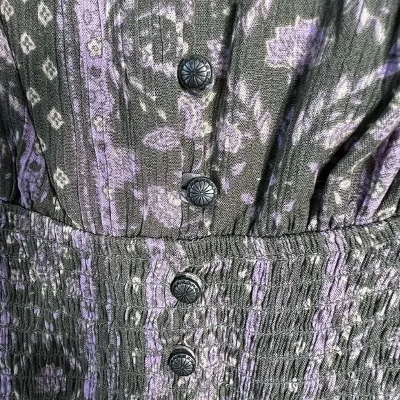 SO Smocked wide leg jumpsuit green purple floral juniors Size XL - Picture 7 of 16